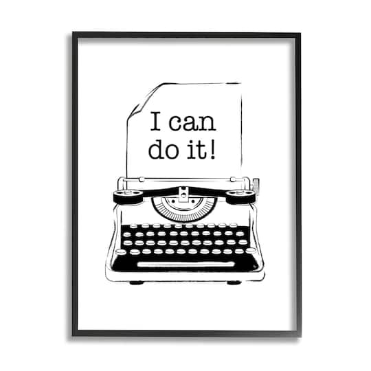 Stupell Industries Vintage Typewriter Inspirational Black Framed Wall Art
